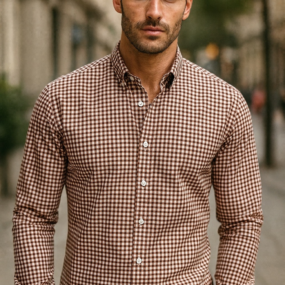 Banana Republic Men's Micro Checker Grant Fit Shirt